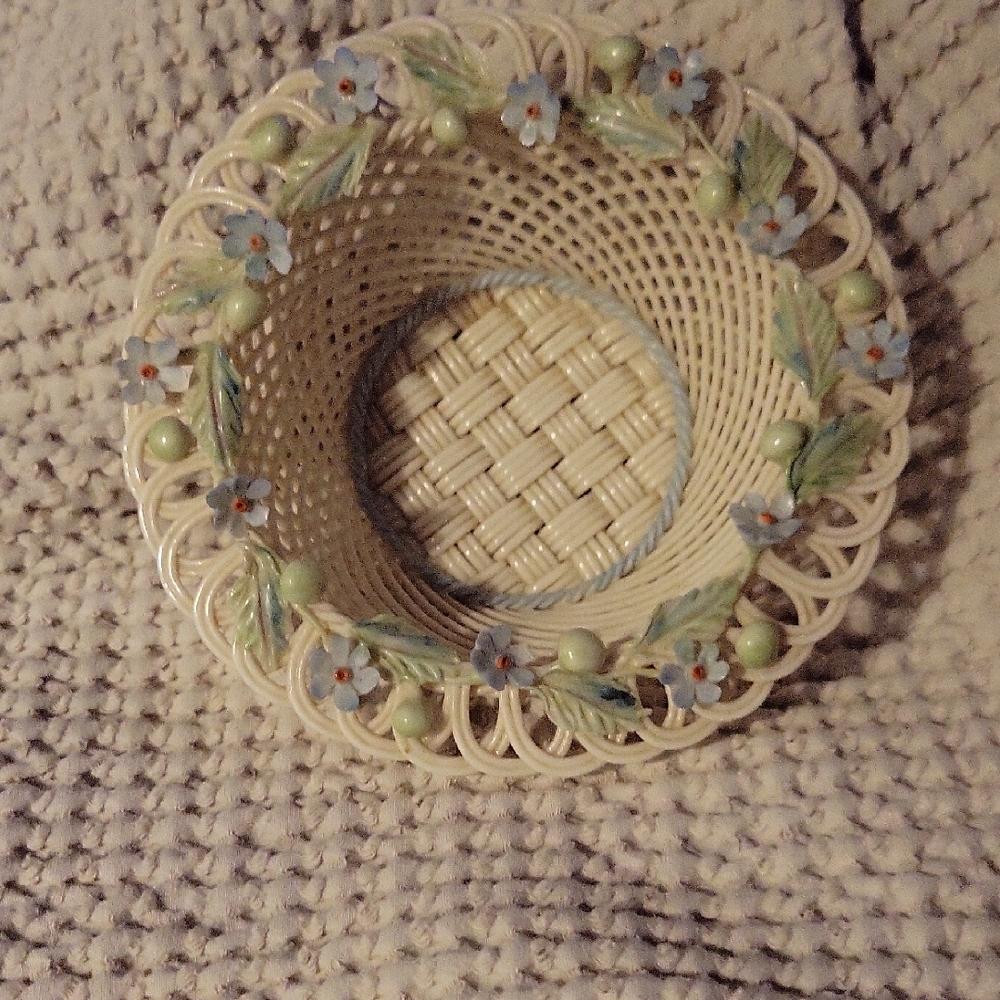 Royal Dalton Floral Woven Basket with Blue Accents